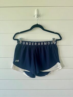 Under Armour Women's Navy Blue Shorts with White Size Medium